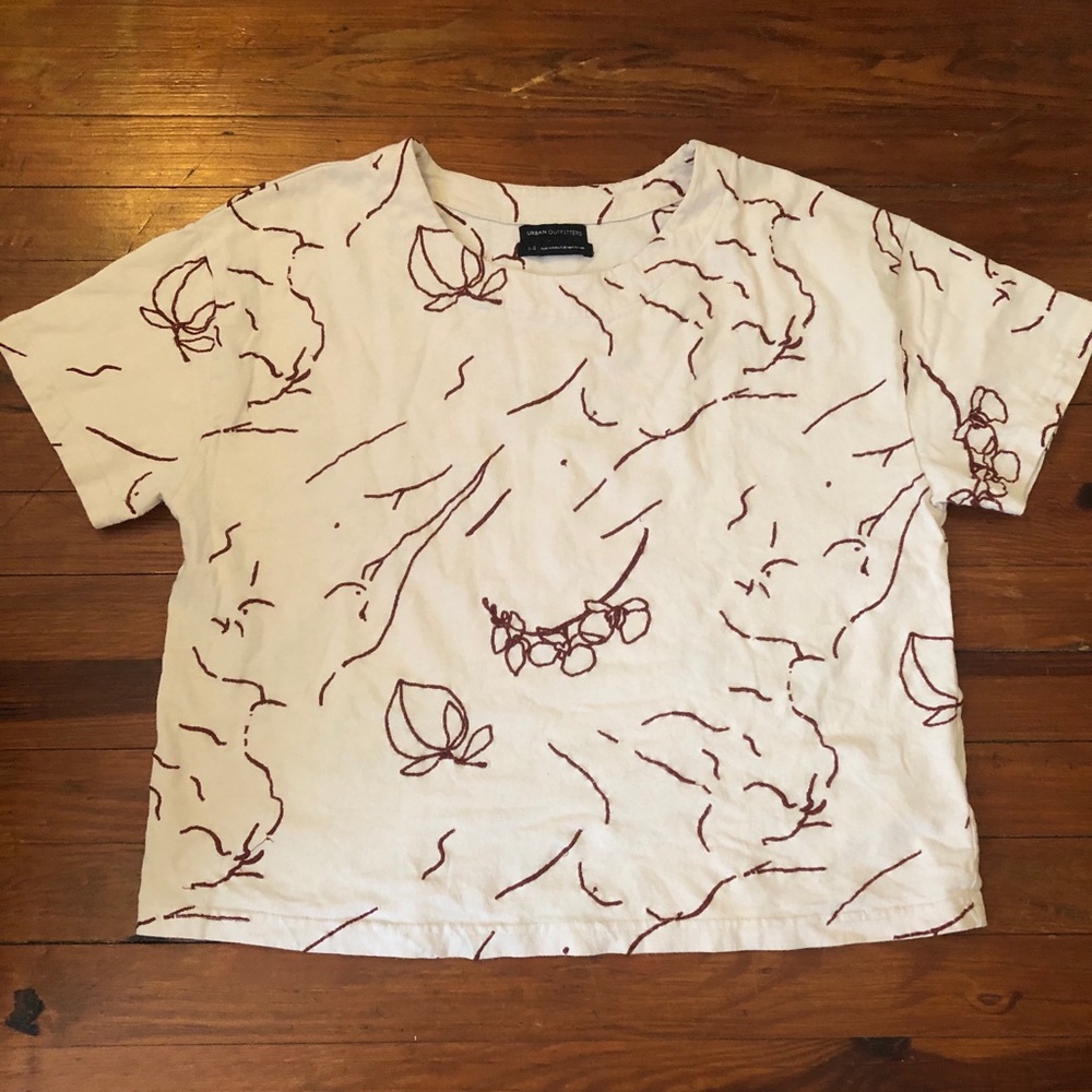 Urban Outfitters Embroidered Boxy Top
